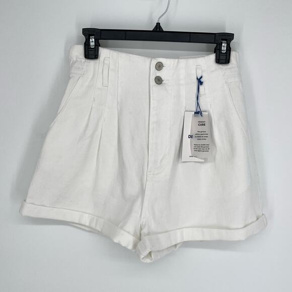 Love Tree Pants - Love Tree Denim Women's NWT Shorts Elastic Waist Premium High Waist Size M White